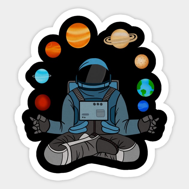 Astronaut Meditating, Yoga, Zen, Universe Sticker by logiamerch